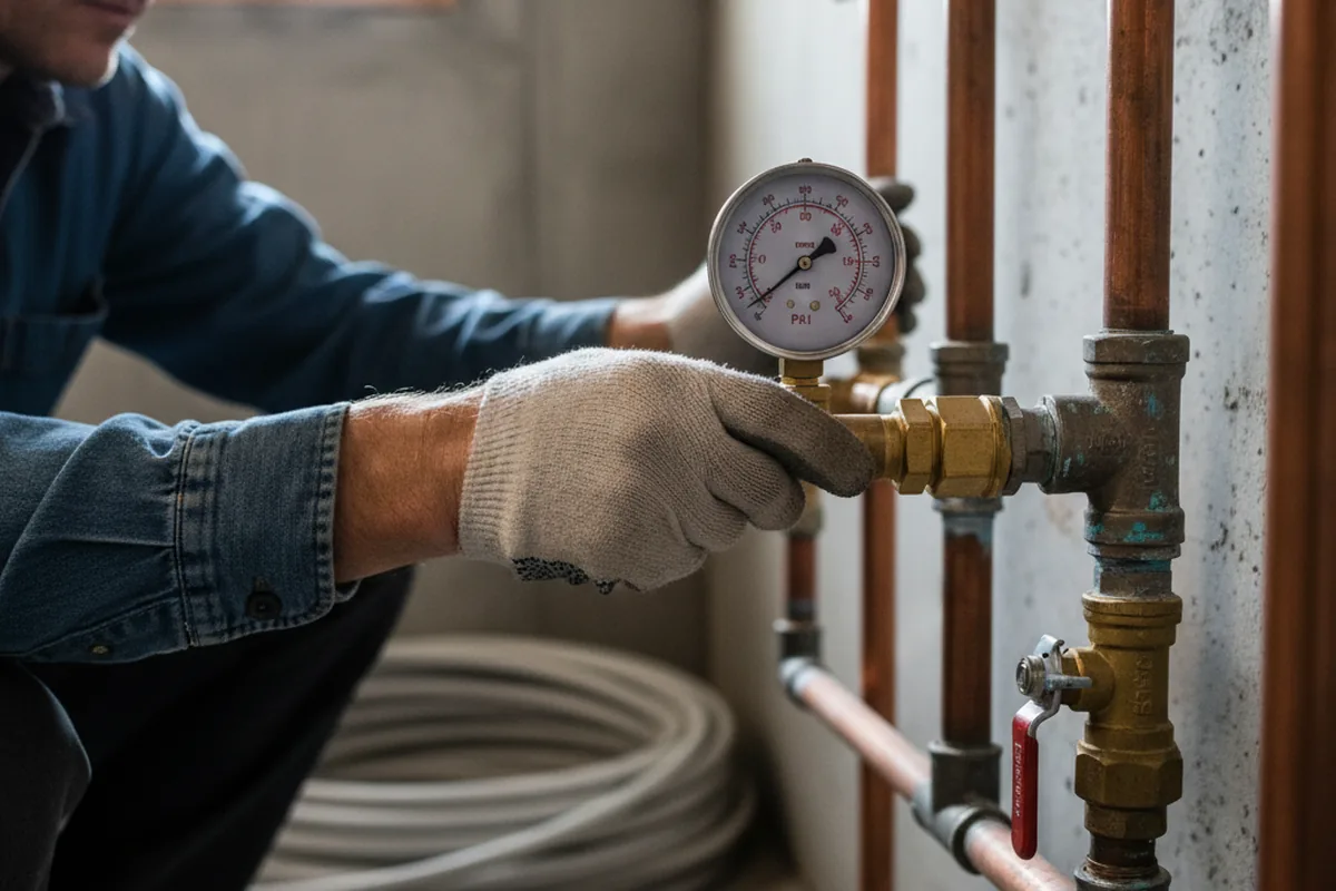 Pressure testing a repaired line during Water Line Repair in Waterloo